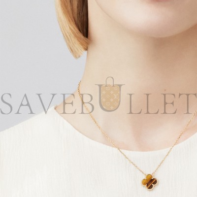 VAN CLEEF ARPELS VINTAGE ALHAMBRA PENDANT - YELLOW GOLD, TIGER EYE  VCARD38600